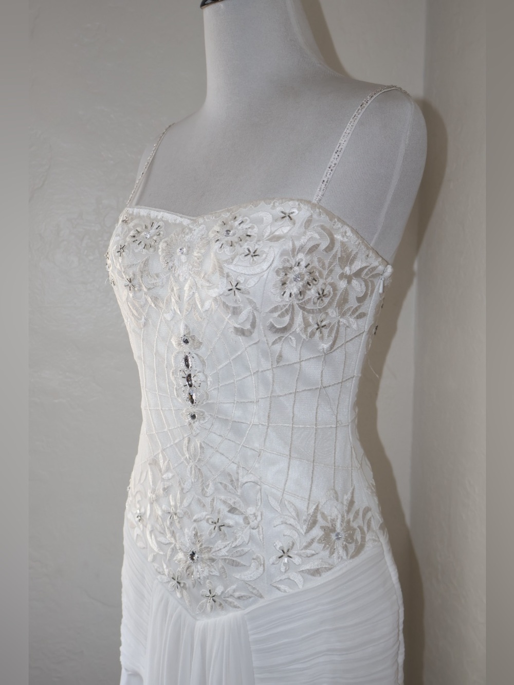 sue wong ivory beaded corset evening gown vintage y2k dress size 2 - Picture 7 of 17
